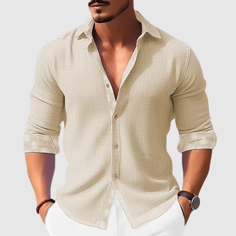 Theodore Willow Adriatic Casual Shirt For Men Lightweight Polyester Blend With Turn Down Collar
