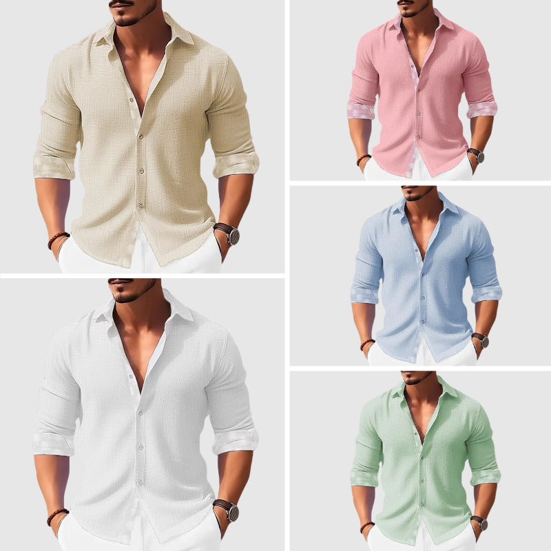 Theodore Willow Adriatic Casual Shirt For Men Lightweight Polyester Blend With Turn Down Collar