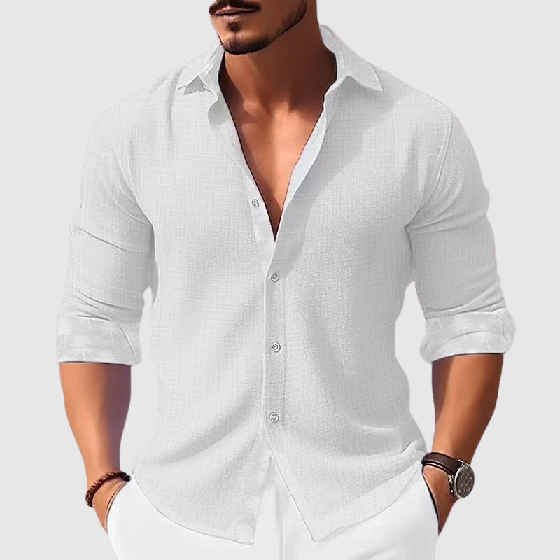 Theodore Willow Adriatic Casual Shirt For Men Lightweight Polyester Blend With Turn Down Collar
