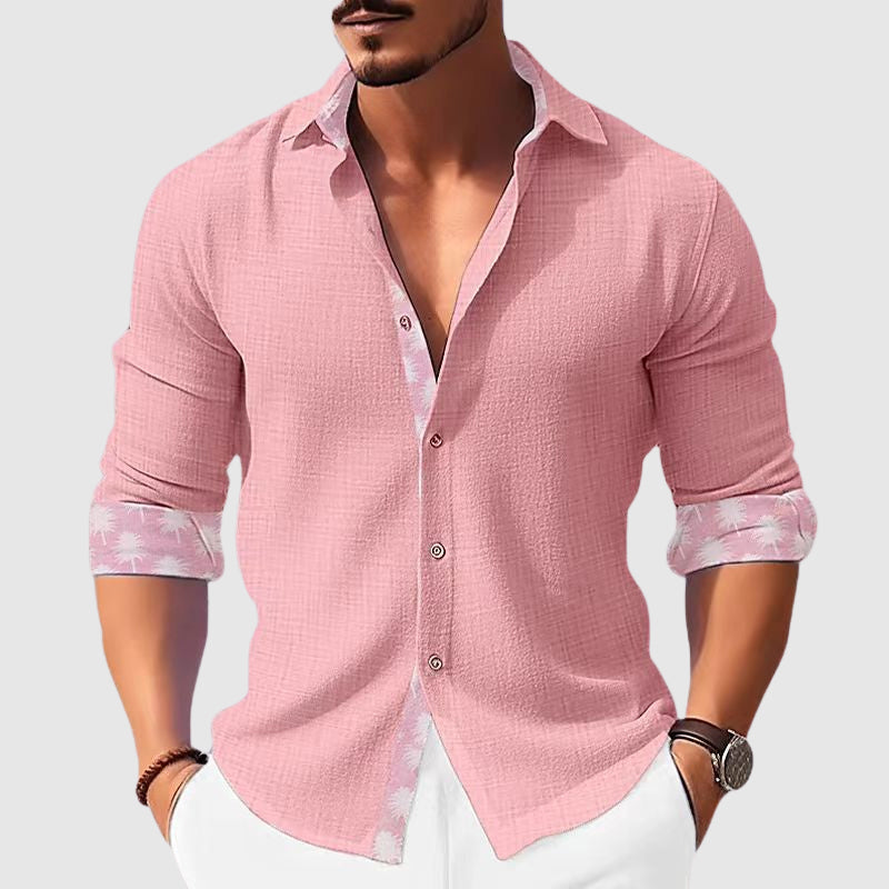 Theodore Willow Adriatic Casual Shirt For Men Lightweight Polyester Blend With Turn Down Collar