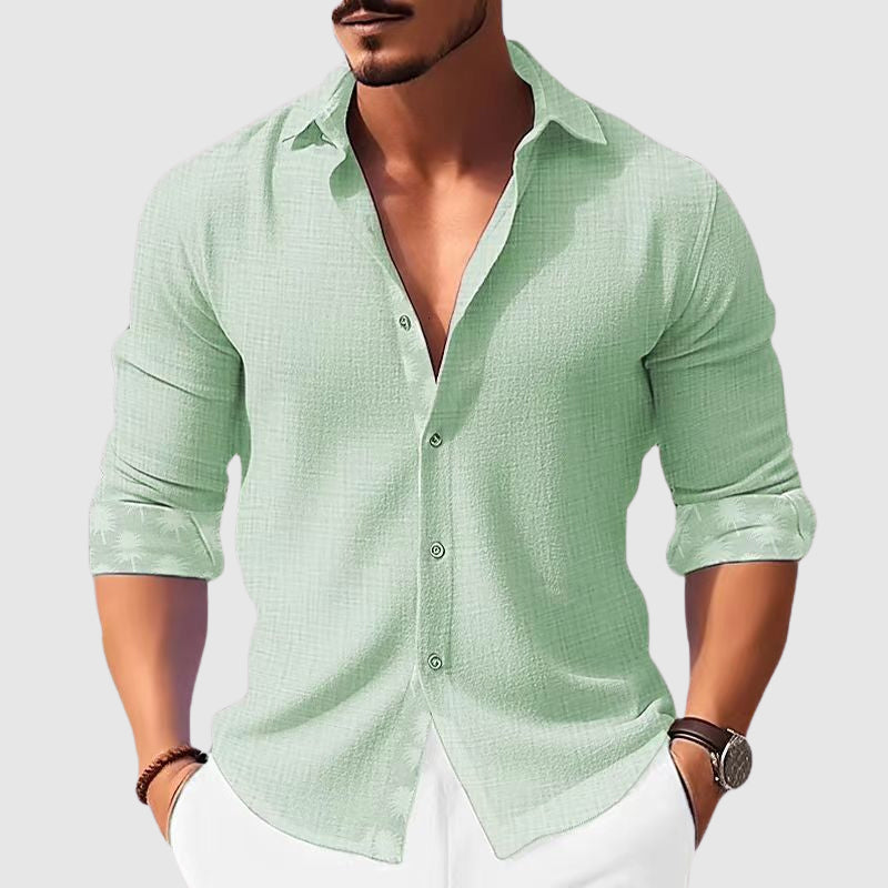 Theodore Willow Adriatic Casual Shirt For Men Lightweight Polyester Blend With Turn Down Collar