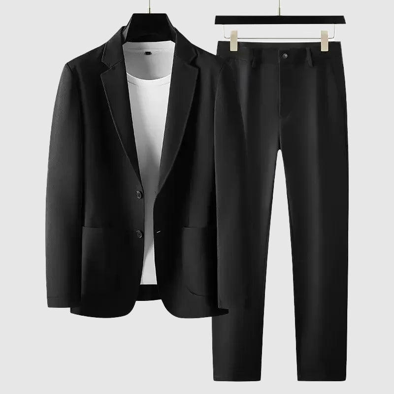Nordic Flair Men's Suit Set Tailored Blazer And Slim Fit Trousers Notch Lapel Formal Look