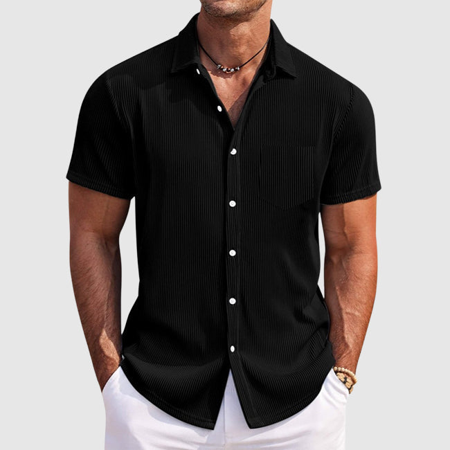 Street Wave Striped Short Sleeve Shirt Lightweight Relaxed Fit Men