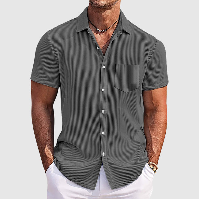 Street Wave Striped Short Sleeve Shirt Lightweight Relaxed Fit Men