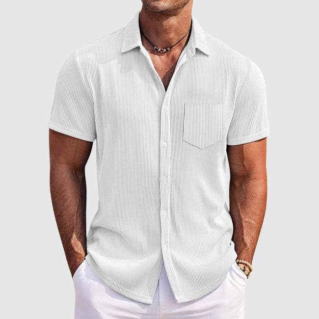 Street Wave Striped Short Sleeve Shirt Lightweight Relaxed Fit Men