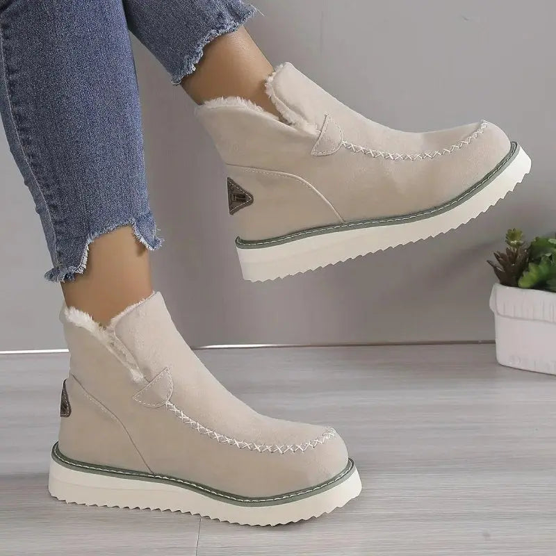 Street-Wave Women Non-Slip Boots With Thick Sole And Cozy Velvet Lining