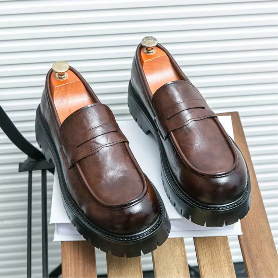 Street-Wave Thorne Prestige Leather Loafers For Men With Sleek Slip On Design And Rugged Rubber Sole