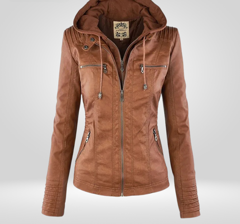 Street-wave Elegant Retro Streetwear Jacket For Women With Hood And Zipper Pockets