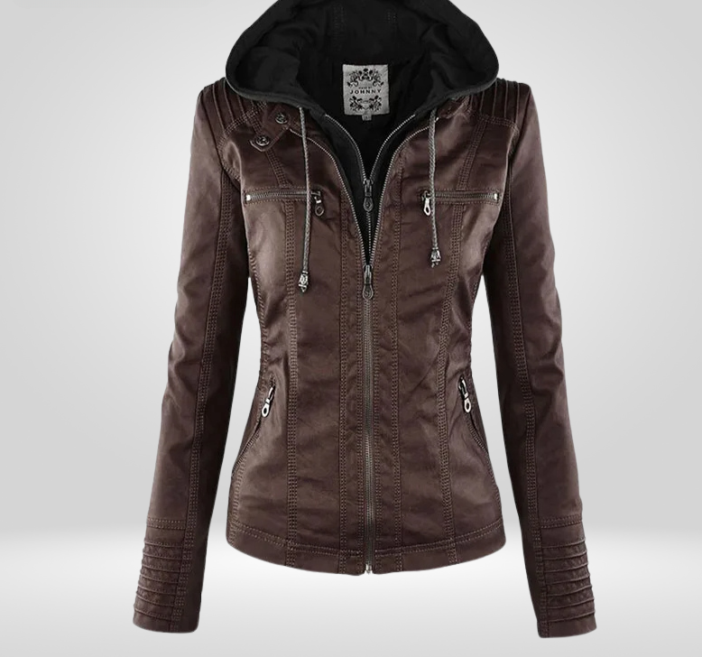 Street-wave Elegant Retro Streetwear Jacket For Women With Hood And Zipper Pockets