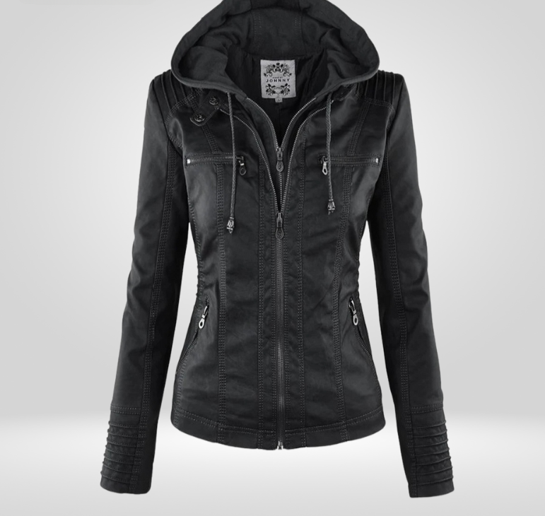 Street-wave Elegant Retro Streetwear Jacket For Women With Hood And Zipper Pockets