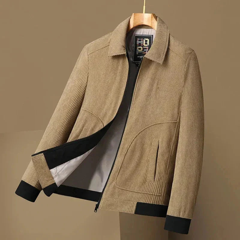 Street-Wave Tom Corduroy Jacket for Men Premium Corduroy Fabric Turn Down Collar Tailored Fit