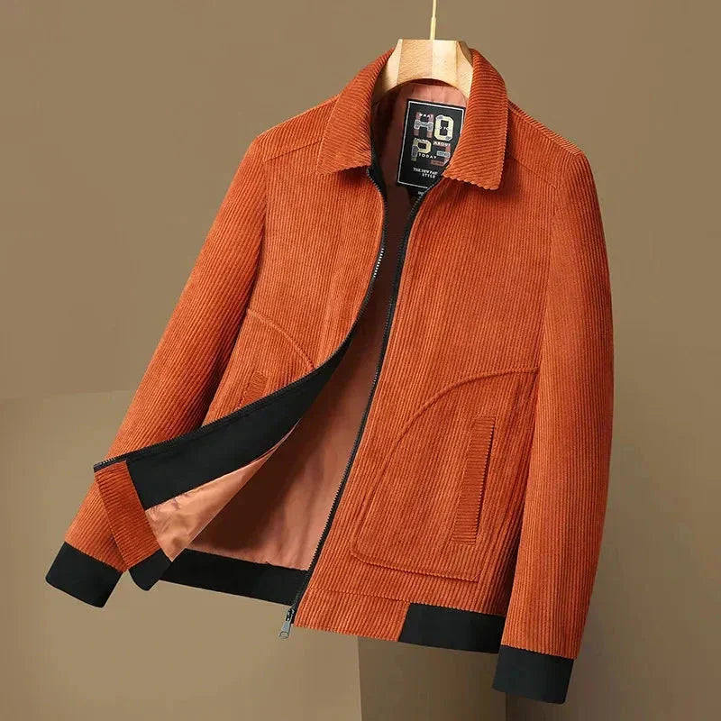 Street-Wave Tom Corduroy Jacket for Men Premium Corduroy Fabric Turn Down Collar Tailored Fit