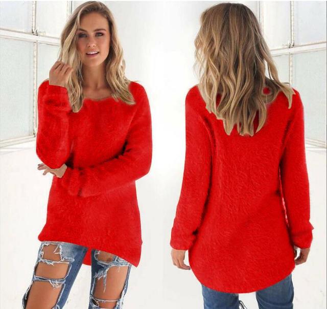 Street Wave Pink Fuzzy Crewneck Sweater For Women Cozy Warm Oversized Plush Knit Everyday