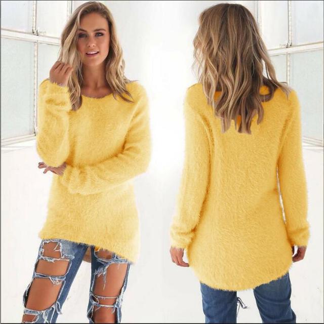 Street Wave Pink Fuzzy Crewneck Sweater For Women Cozy Warm Oversized Plush Knit Everyday
