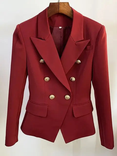 Women Blazer Navy Double Breasted Gold Button Elegance By Street-Wave For Professionals