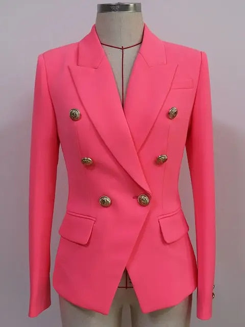 Women Blazer Navy Double Breasted Gold Button Elegance By Street-Wave For Professionals
