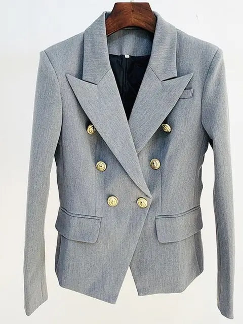 Women Blazer Navy Double Breasted Gold Button Elegance By Street-Wave For Professionals