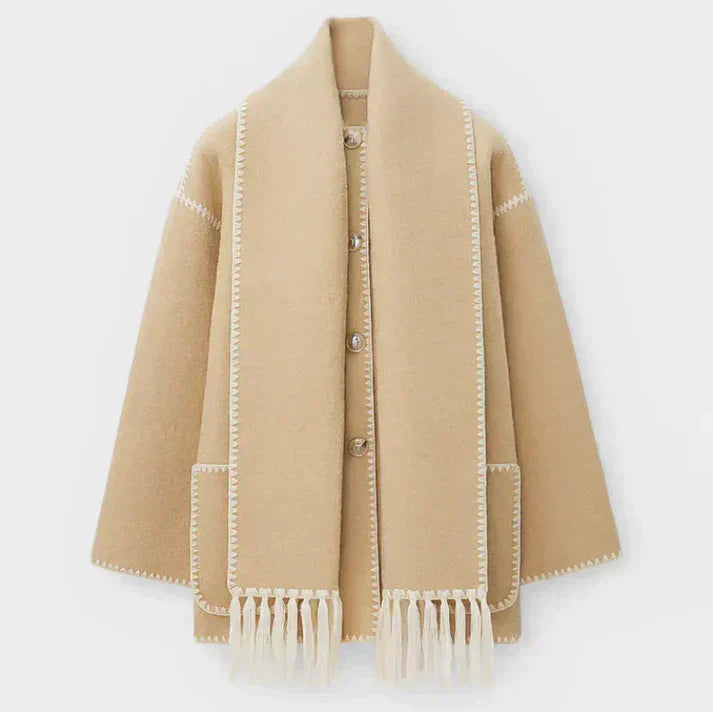 Street Wave Wool Blend Shawl Coat For Women Warmth And Comfort With Elegant Draped Style