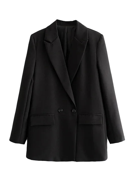 Street-Wave Timeless Vintage Blazer For Women With Double Button Front Office Ready