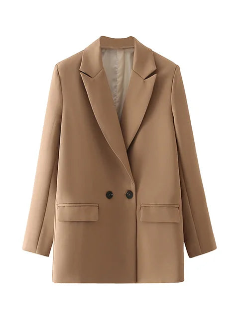 Street-Wave Timeless Vintage Blazer For Women With Double Button Front Office Ready