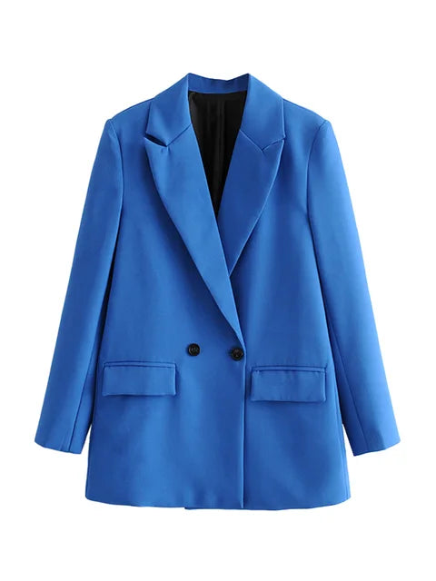 Street-Wave Timeless Vintage Blazer For Women With Double Button Front Office Ready