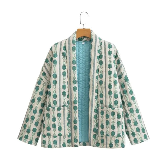 Street-wave Vintage Printed Cardigan For Women With Retro Charm And Cozy Effortless Warmth
