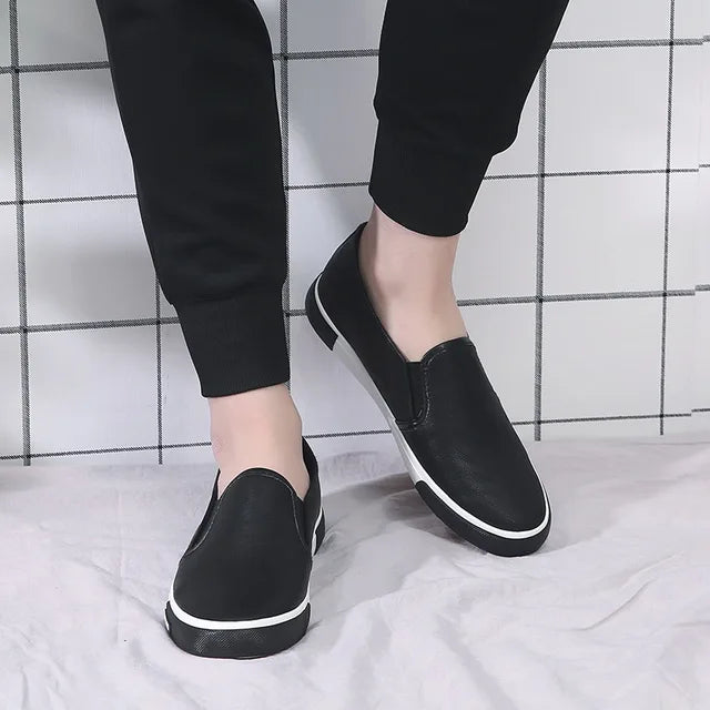 ModeMaestro Men's Leather Slip-On Loafers - Summer Comfort, Effortless Style For Men