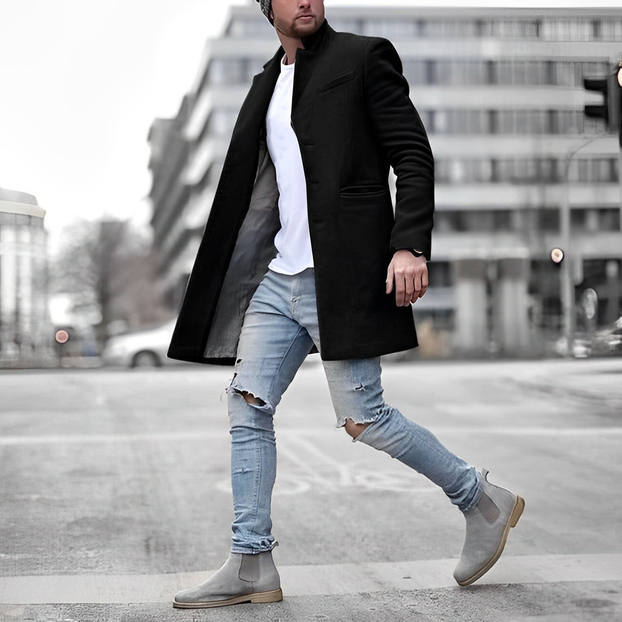 Streetwave Mens Premium Long Coat Warm Winter Overcoat With Stylish Design For Modern Men