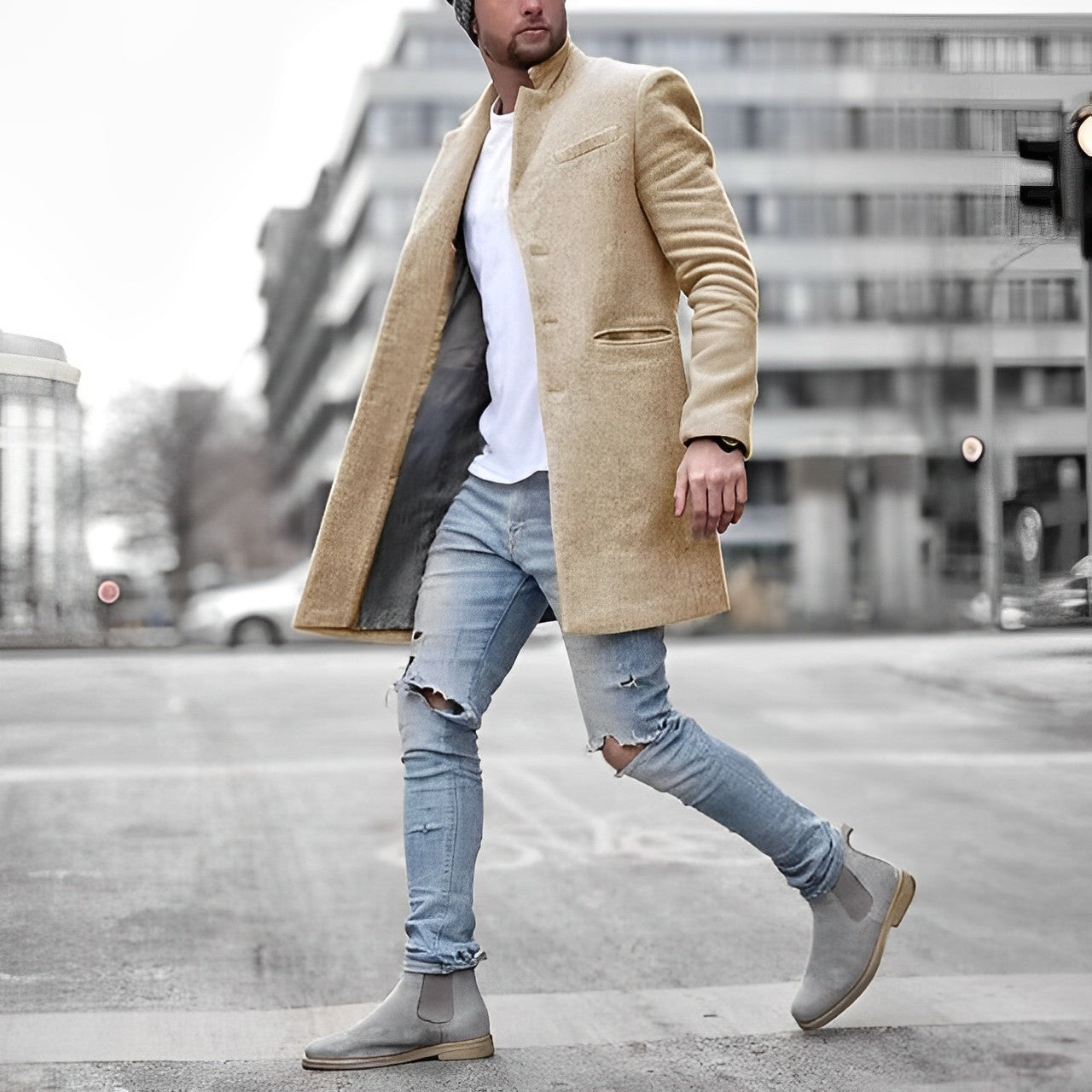 Streetwave Mens Premium Long Coat Warm Winter Overcoat With Stylish Design For Modern Men