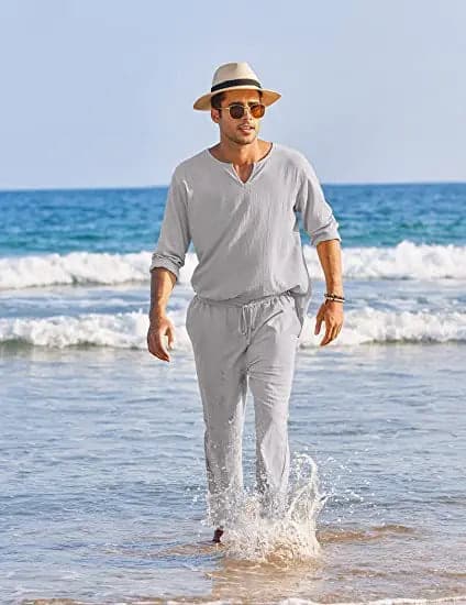 Street-Wave Cotton Linen Suit For Men Breathable All Day Comfort For Beach And Summer Style