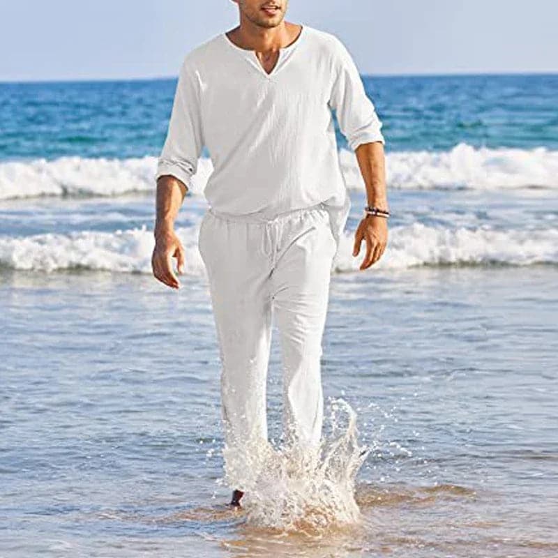 Street-Wave Cotton Linen Suit For Men Breathable All Day Comfort For Beach And Summer Style