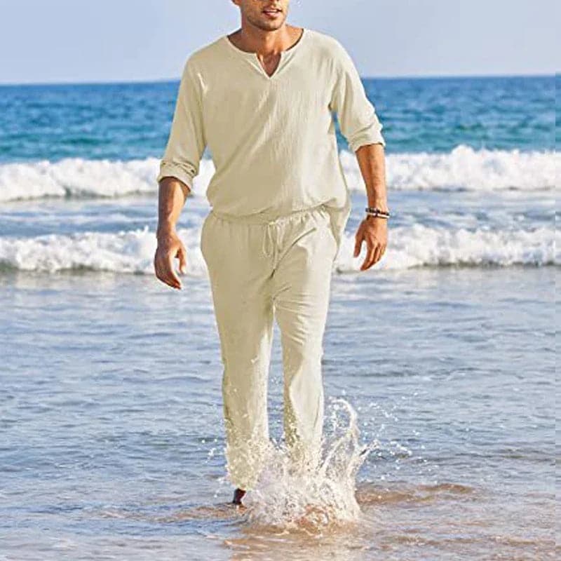 Street-Wave Cotton Linen Suit For Men Breathable All Day Comfort For Beach And Summer Style