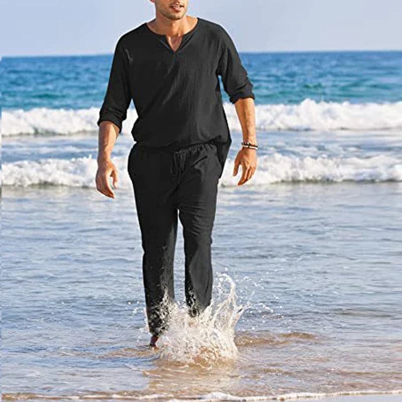Street-Wave Cotton Linen Suit For Men Breathable All Day Comfort For Beach And Summer Style
