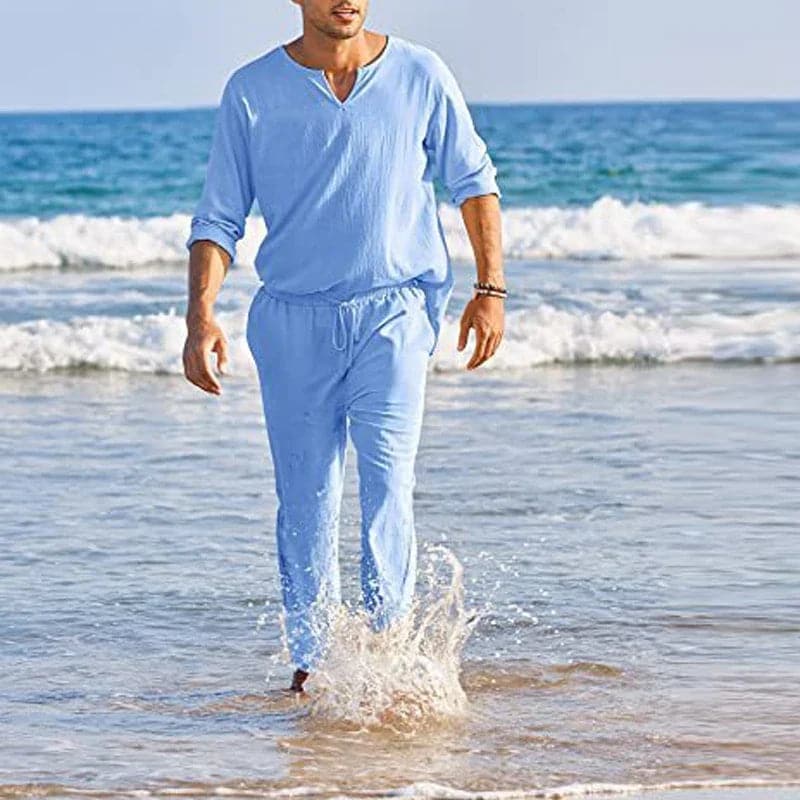 Street-Wave Cotton Linen Suit For Men Breathable All Day Comfort For Beach And Summer Style