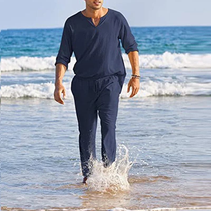 Street-Wave Cotton Linen Suit For Men Breathable All Day Comfort For Beach And Summer Style