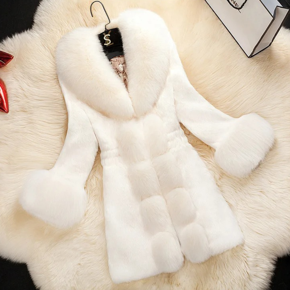 Street-Wave Fur Trim Coat For Women - Luxurious Plush Material With Soft Fur Accents