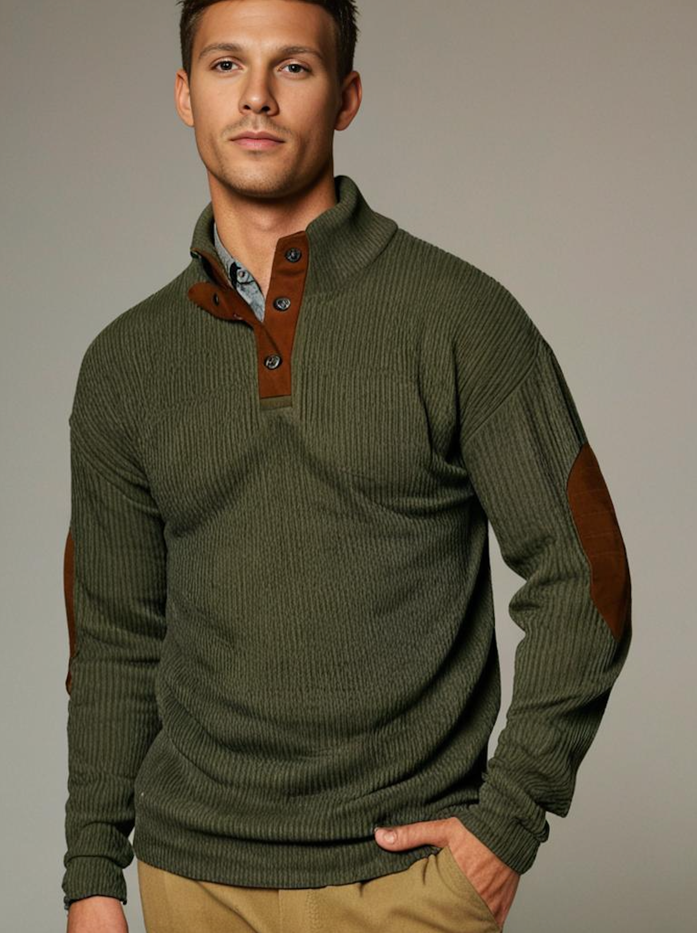 Streetwave Classic Mens Ribbed Knit Pullover For Timeless Comfort And Everyday Style