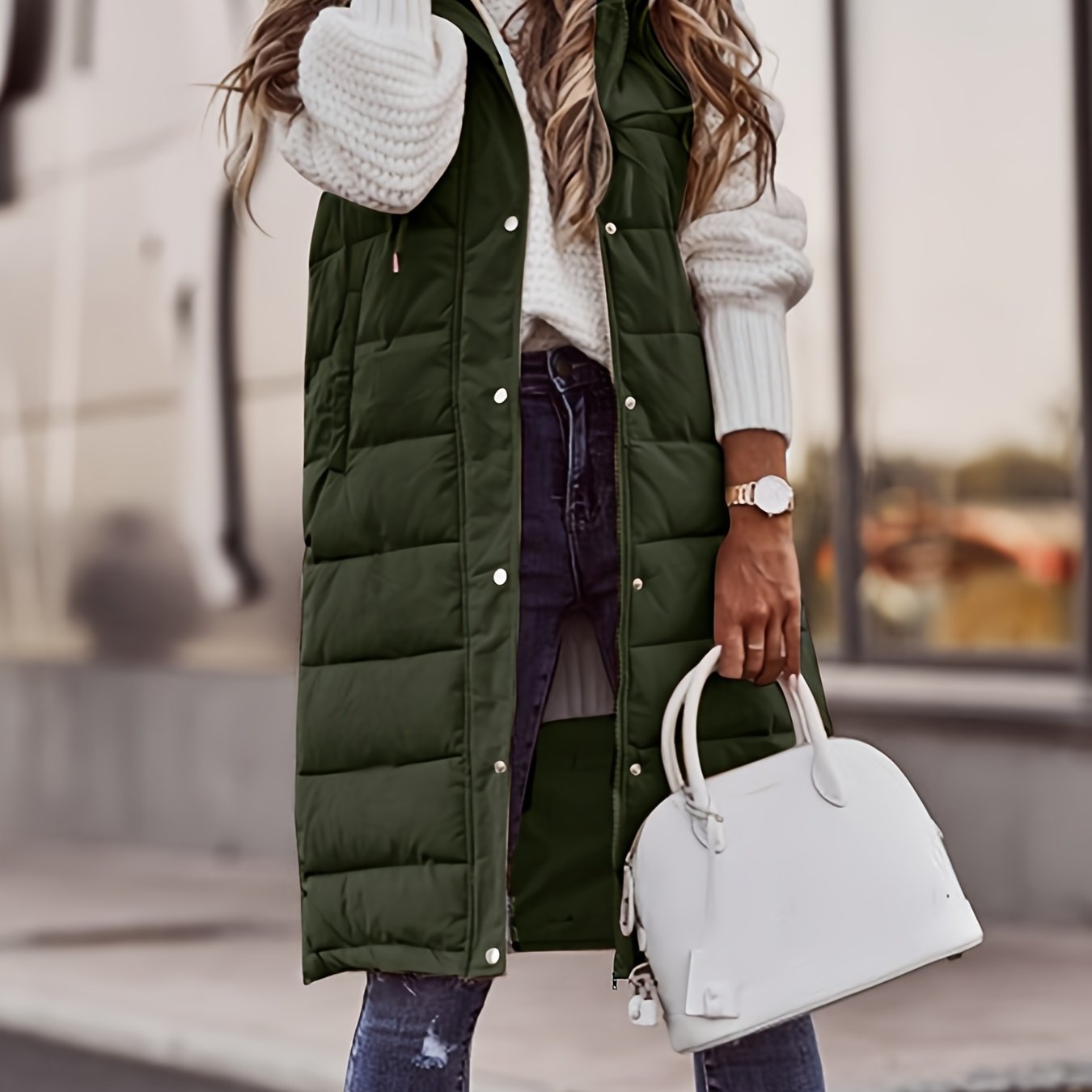 Streetwave Hooded Knit Jacket Single Button Midlength Slim Fit For Women Effortless Style