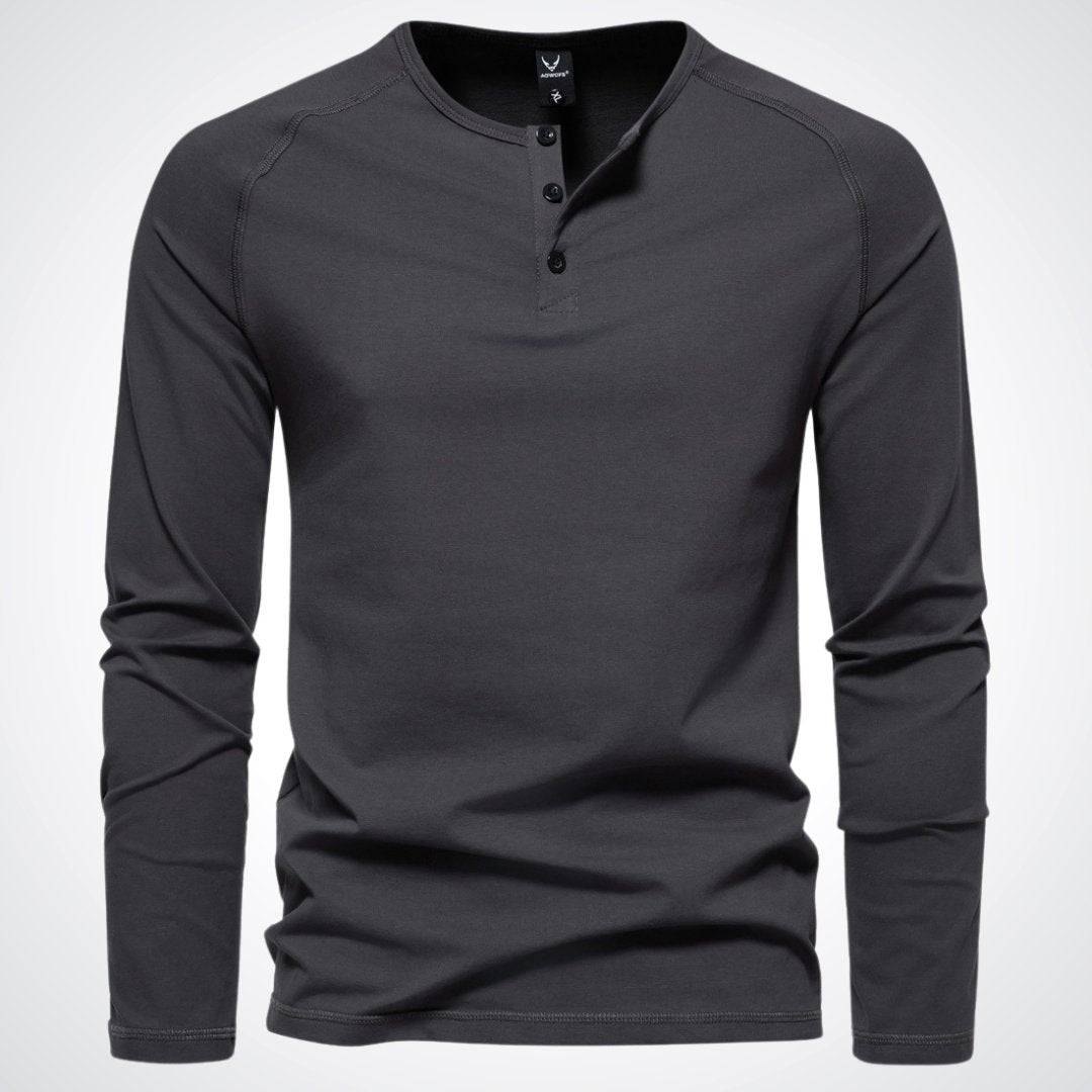 Streetwave Men's Henley Sweater Long Sleeve With Innovative Comfort Tech For Casual Everyday Wear