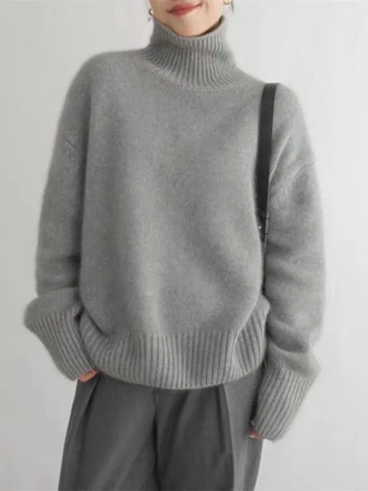 Street-wave Soft Knit Turtleneck Pullover For Women Ultra Cozy Warmth And All Day Comfort