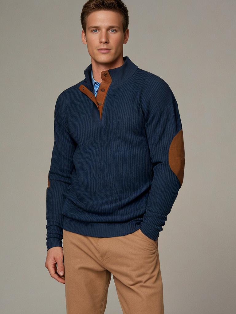 Streetwave Classic Mens Ribbed Knit Pullover For Timeless Comfort And Everyday Style