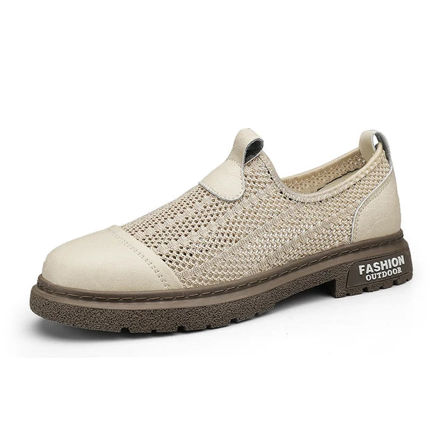 UrbanEase Mens Perforated Slip On Loafers Breathable Summer Comfort Non Slip Sole