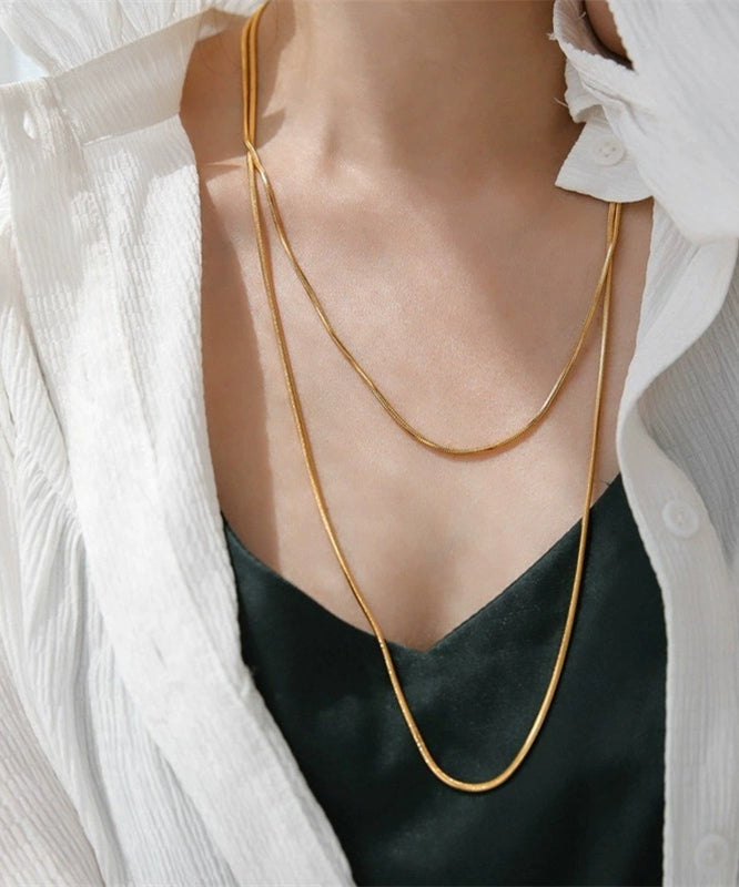 Collier pull double couche unique en acier inoxydable doré - Street-Wave