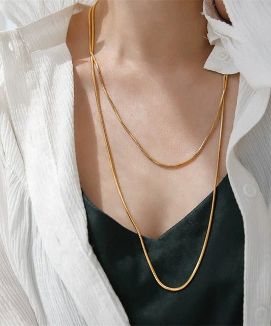 Collier pull double couche unique en acier inoxydable doré - Street-Wave