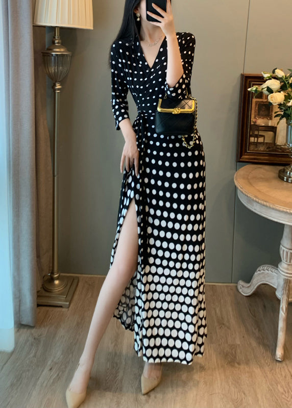 Robe de soirée noire unique à dégradé et ouverture latérale à la taille - Street-Wave