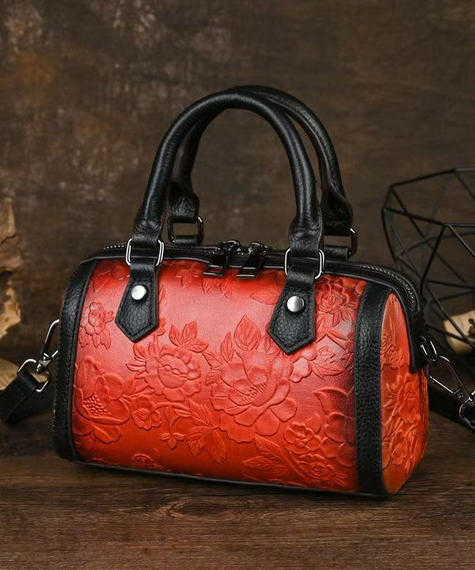 Sac fourre-tout unique en cuir de veau gaufré rouge - Street-Wave