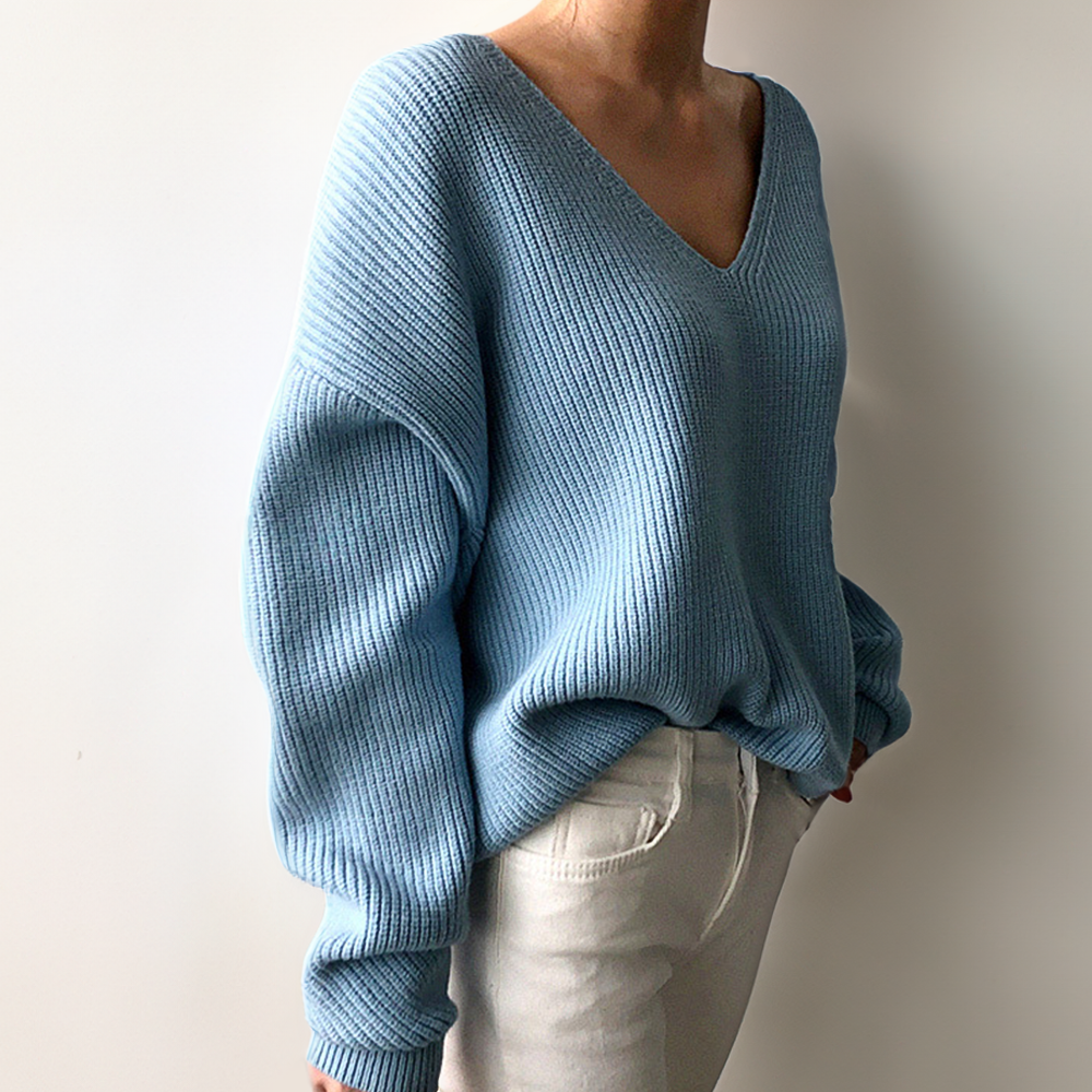 Street-wave Womens V Neck Knit Sweater Soft Breathable Knit For All Day Comfort And Casual Everyday Style
