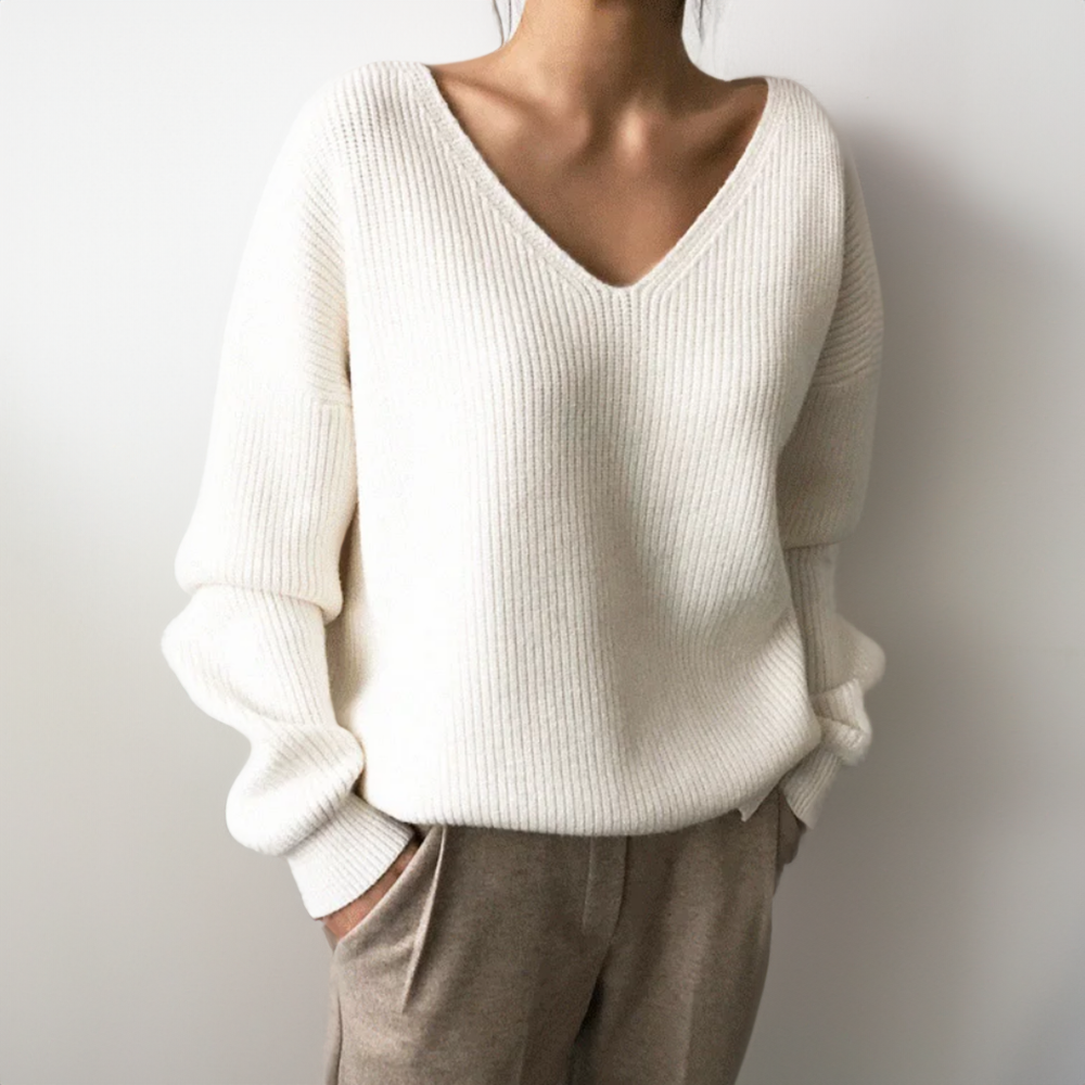 Street-Wave V-Neck Sweater For Women Cozy Soft Knit With Luxe Comfort For Everyday Wear