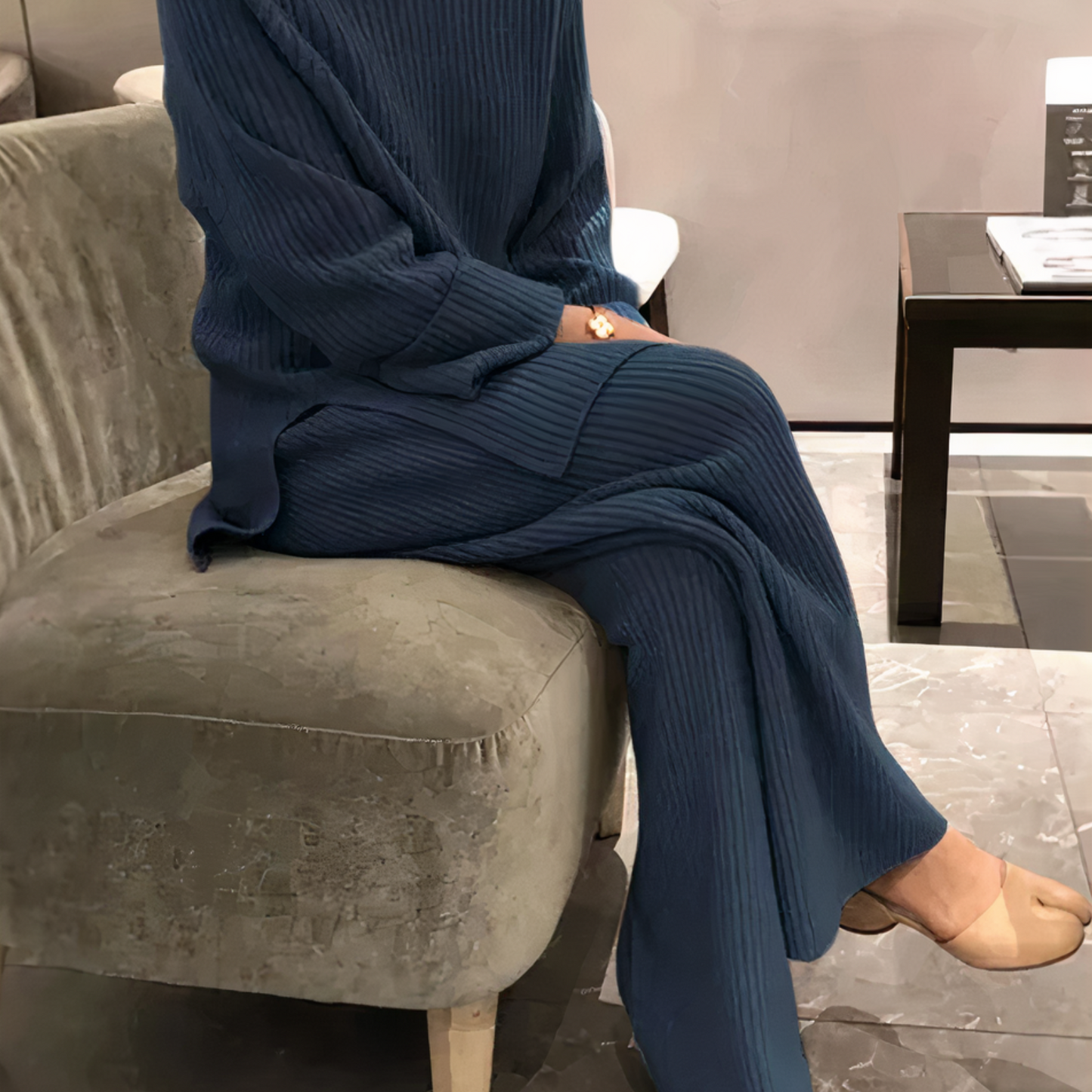 Street Wave Samantha Relaxed Knit Sweater And Pants Set For Women Soft Comfort Cotton Blend