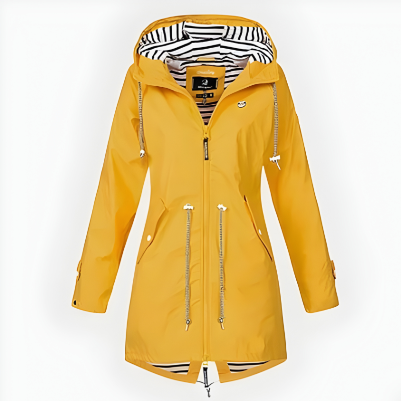 Stylish Long Rain Jacket for Women – Windproof & Waterproof Design